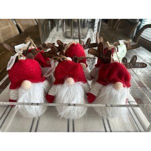 Christmas reindeer gnome ornaments- Set of 6